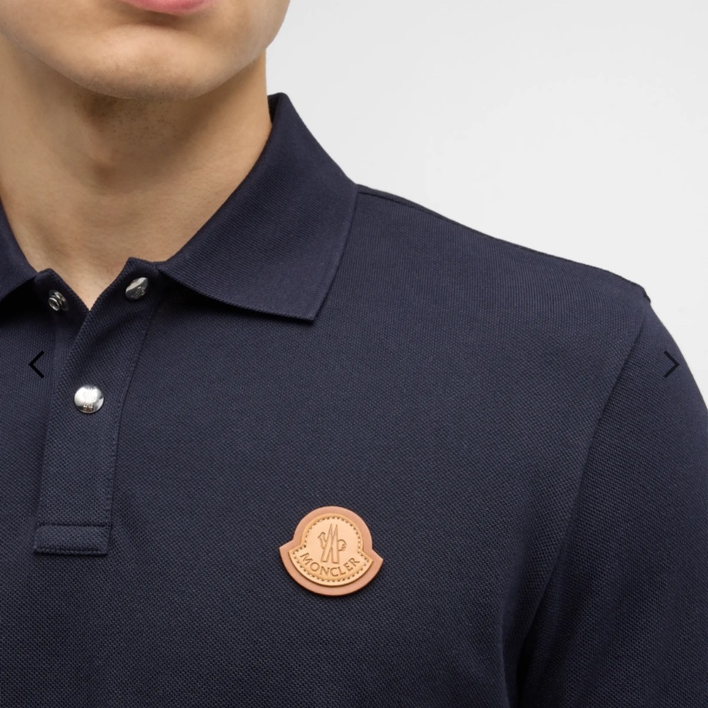 Moncler Logo Patch Polo Shirt (Color: Navy, Size: M)